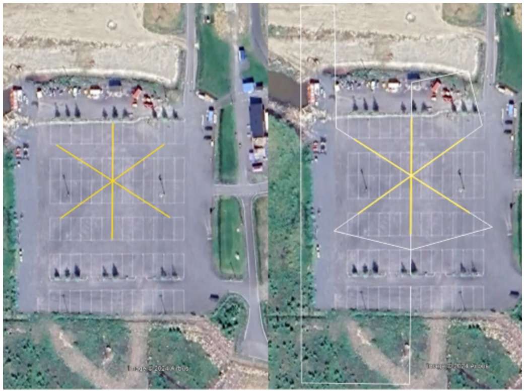 Figure 10: Typical boresight cross flown with the Specim sensors. Figure 10: Typical boresight cross flown with the Specim sensors.