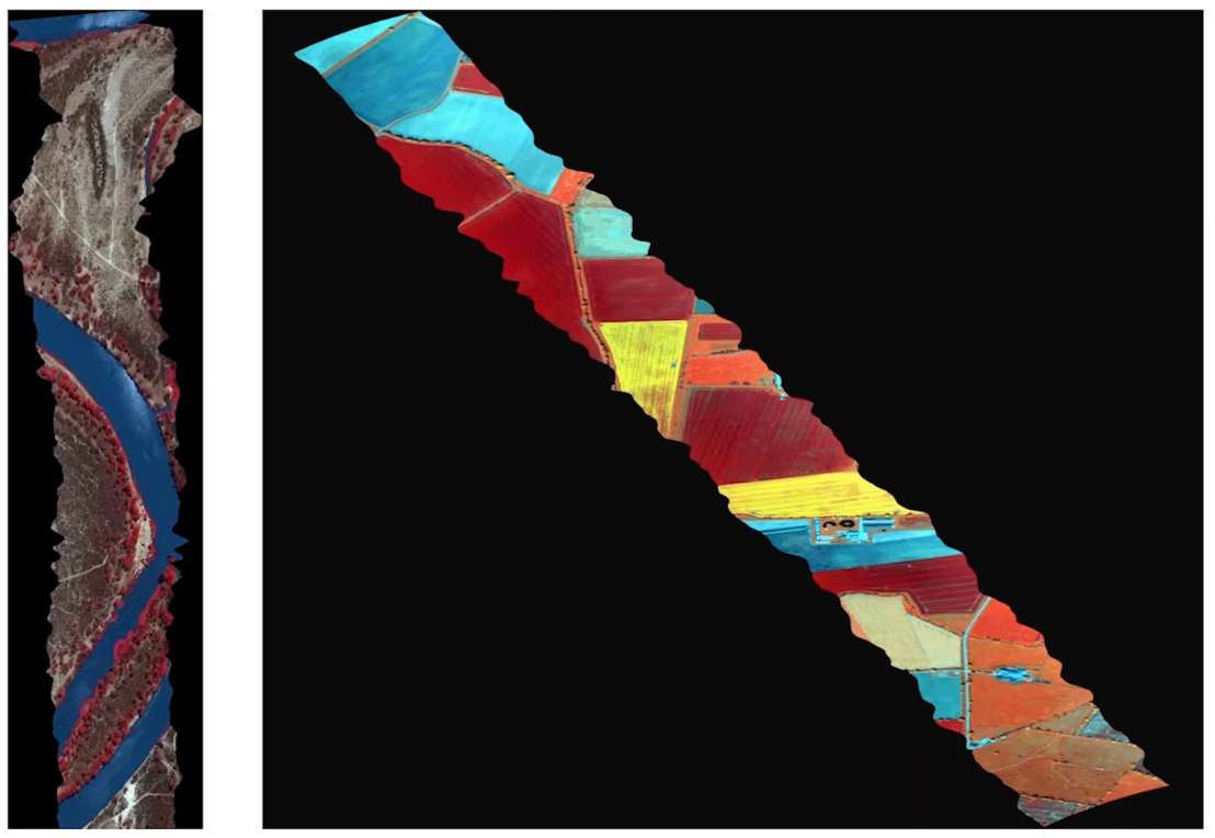 Figure 8: Comparison in image size when aligning flight lines North-South (left) and in other headings (right). A non-North-South flight line resulted in a massive file size compared to the North-South flight line. Figure 8: Comparison in image size when aligning flight lines North-South (left) and in other headings (right). A non-North-South flight line resulted in a massive file size compared to the North-South flight line.