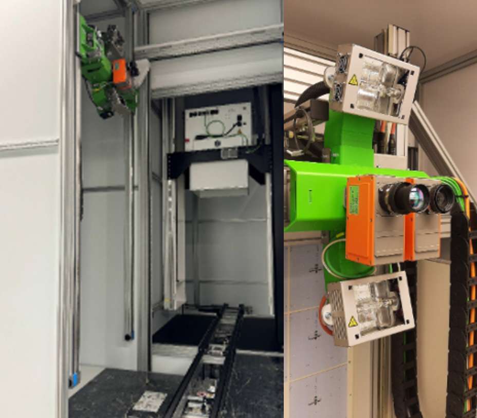 Image 3: Sensorhead with Specim’s hyperspectral cameras mounted into an imaging cabinet of a PhenoAIxpert HT. Image courtesy of LemnaTec.