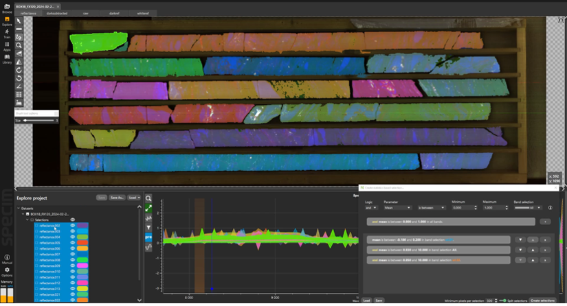 Image 7. Analyzing drill core hyperspectral data with SpecimINSIGHT software.